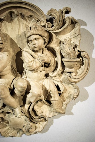 Allégorie de l'hiver et du printemps, Bois sculpté du XVIIIe siècle - Louis XV